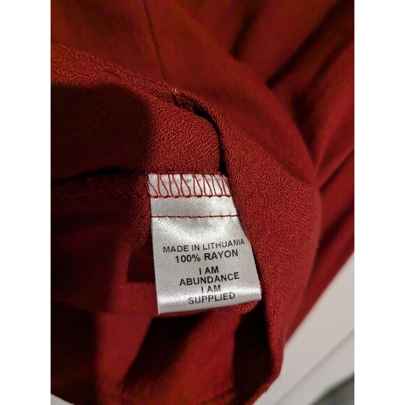 FLAX Burgundy Red Rayon Lightweight Cinch Back Jacket M Shawl Collar - Picture 5 of 5